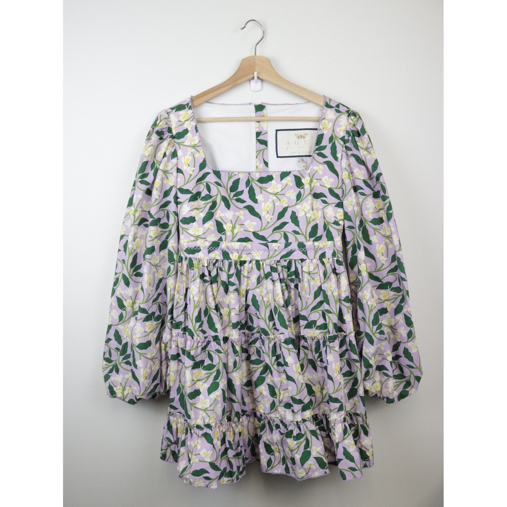 NWT Agua‎ by Agua Bendita Avena Dos Gardenias Lila Mini Dress Small - Picture 2 of 11